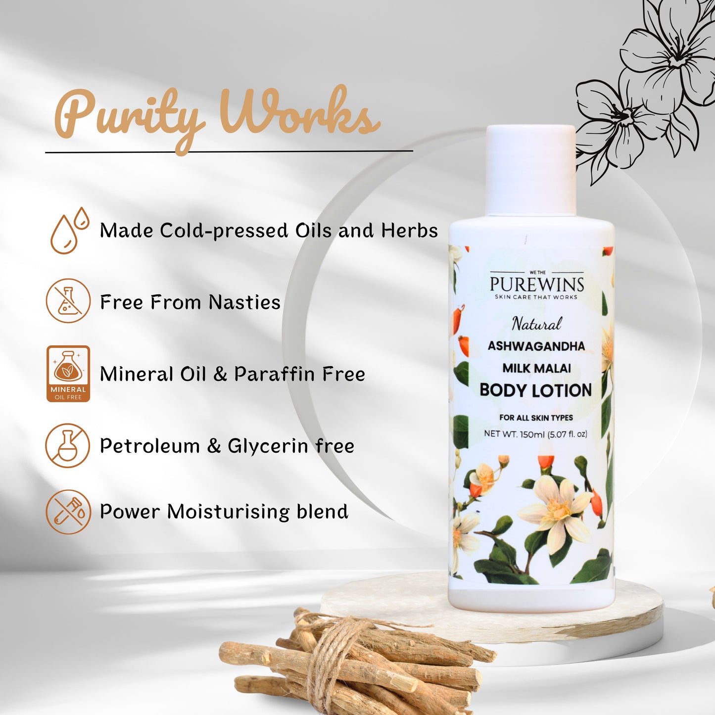 Natural Ashwagandha Milk Malai Body Lotion