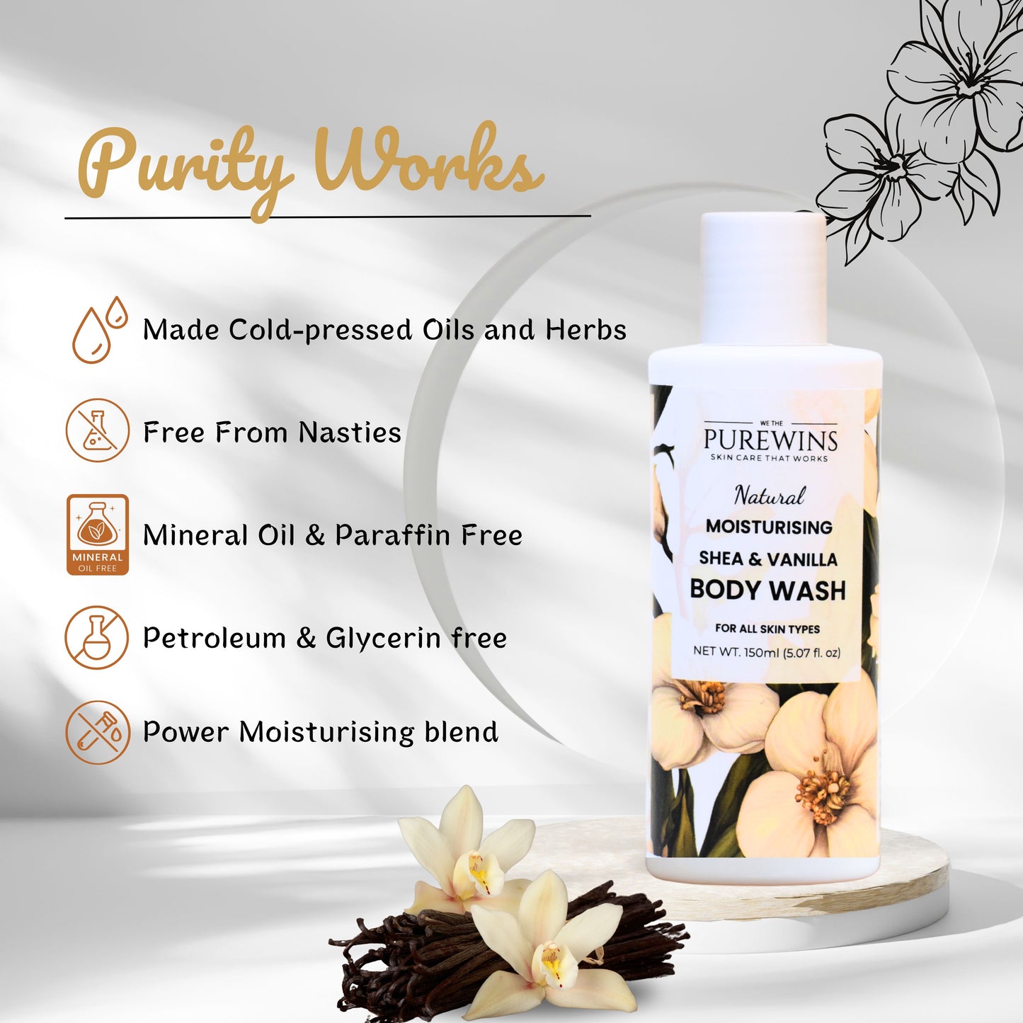 Natural Moisturising Shea & Vanilla Body Wash