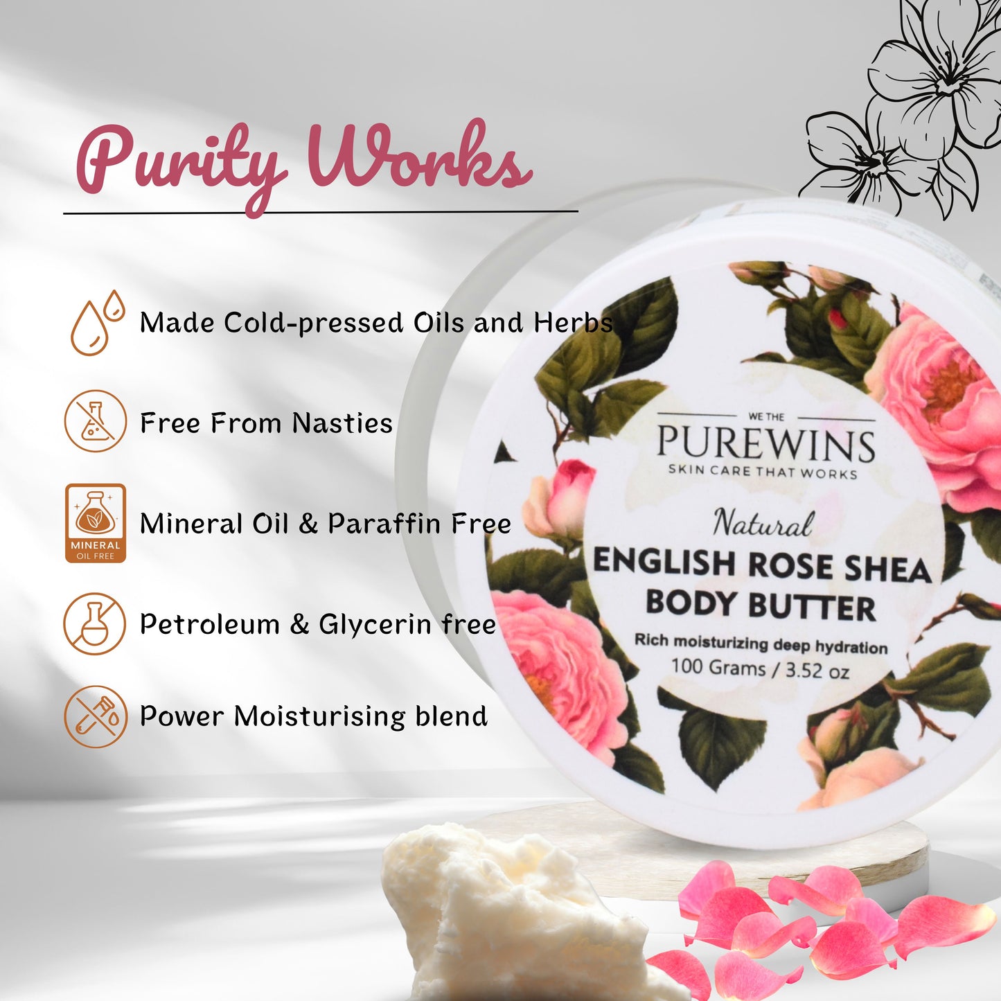 Natural English Rose Shea Body Butter