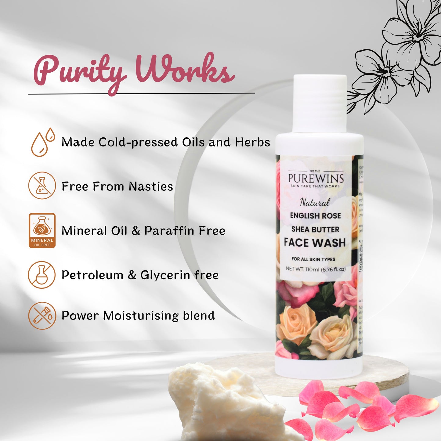 Natural English Rose Shea Butter Face Wash
